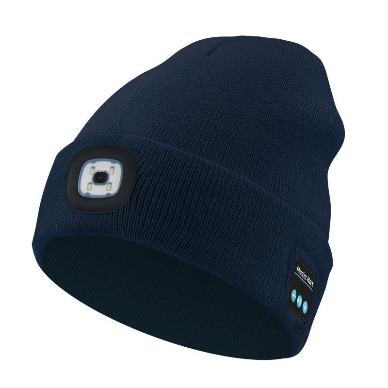 Luminous LED Headlamp Music Hat with Wireless Bluetooth Earphones for Night Running & Fishing