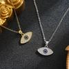 Elegant Copper & Zircon Devil's Eye Pendant Necklace - Gold/Silver, Adjustable Stainless Steel