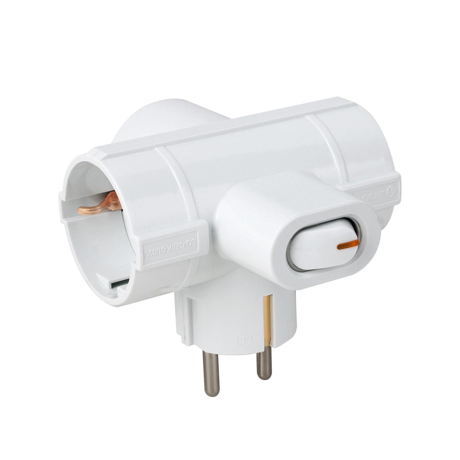 CILIA Schuko Dreifachsteckdosenadapter mit 3 seitlichen Steckdosen & EIN/AUS-Schalter, Kindersicherung, 16A Deutscher Stecker
