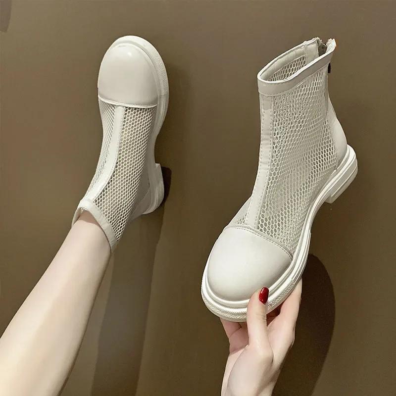 Fashion Female Short Shoes White Empty Round Toe High Quality Pu New In Women's Ankle Boots Designer Luxury Boot Spring 2024 Hot Booties