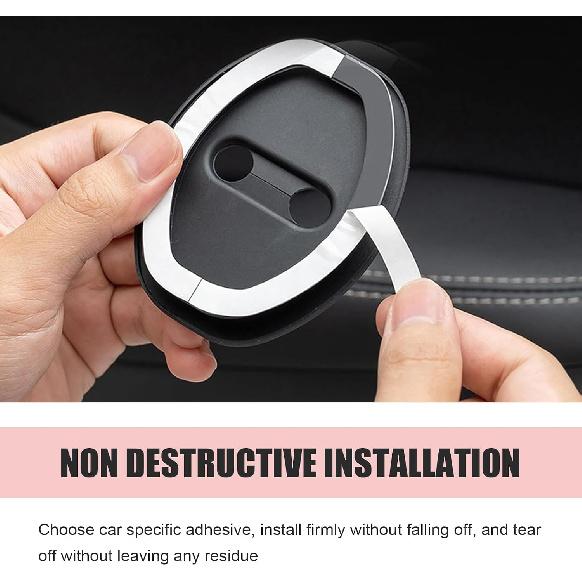 Car Door Strike Protector, Silicone Shock Absorber Pads, Car Door Lock Cover, Universal for Most Cars (Black)