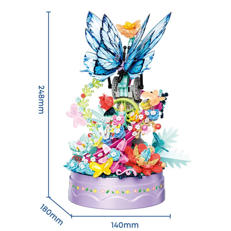 

New Music Box Building Blocks Movable Butterfly Assembly Educational Toy Model Dream Desktop Decoration Girl s Birthday Gift no box