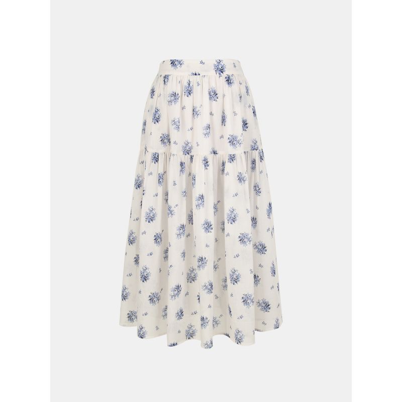 

Blue Rose Plus size women clothing Summer New Cotton Skirt Big Hemline Mid-Length Leisure Waist Skirt White 5XL