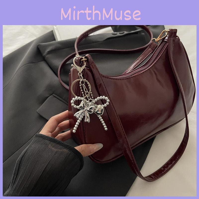 Street Style Pu Small Crossbody Bag With Solid Color And Bow Shaped Pendant Design For Daily Use