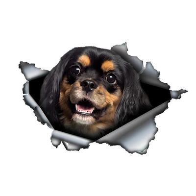 Black and Brown Cavalier King Dog 3D Vinyl Car Sticker, Fun Insurance Bumper Sticker for Cars, Trucks, Motorcycles, Walls, Windows, PVC Material