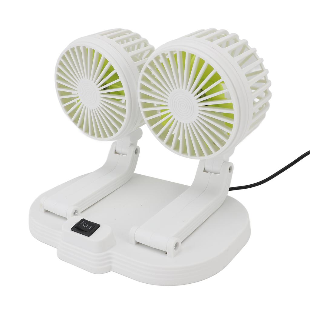 Dual Heads USB Fan for Car Dashboard Multi Speeds Quiet Portable Vehicle Cooling Fan for RV Truck