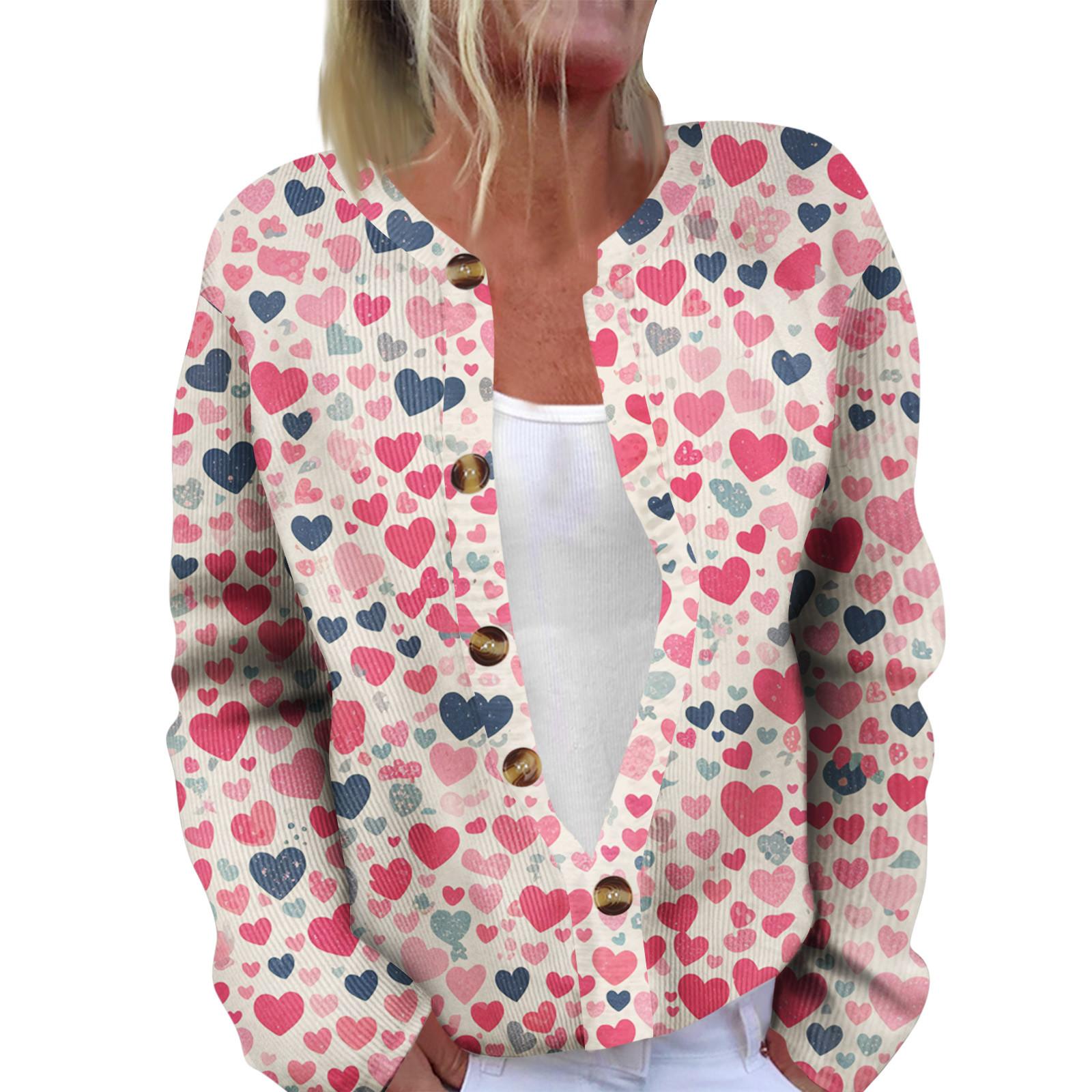 

Модный женский кардиган с длинными рукавами и принтом ко Дню святого Валентина XXXXL красный