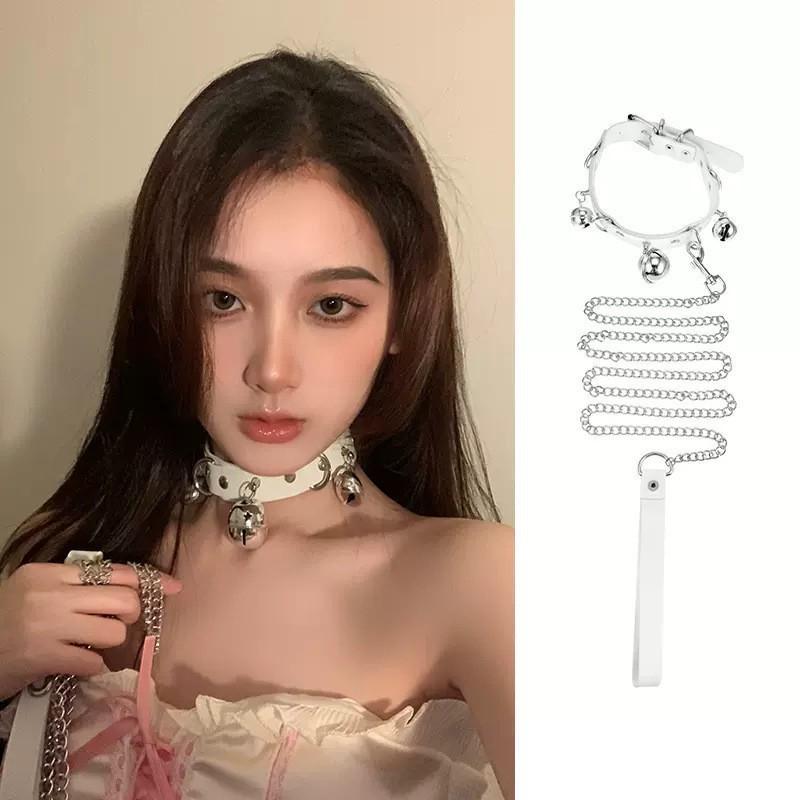 Unisex Leather Punk Chain Choker Necklace: Edgy, High-End Design