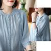 Blouse for Sleeve Cotton Thin Large Short Button Forest Everyday [Ailiyumo] Women, 5/8 Shirt, Linen, Top, Size, Summer, Plain, Length, Down, Natural,