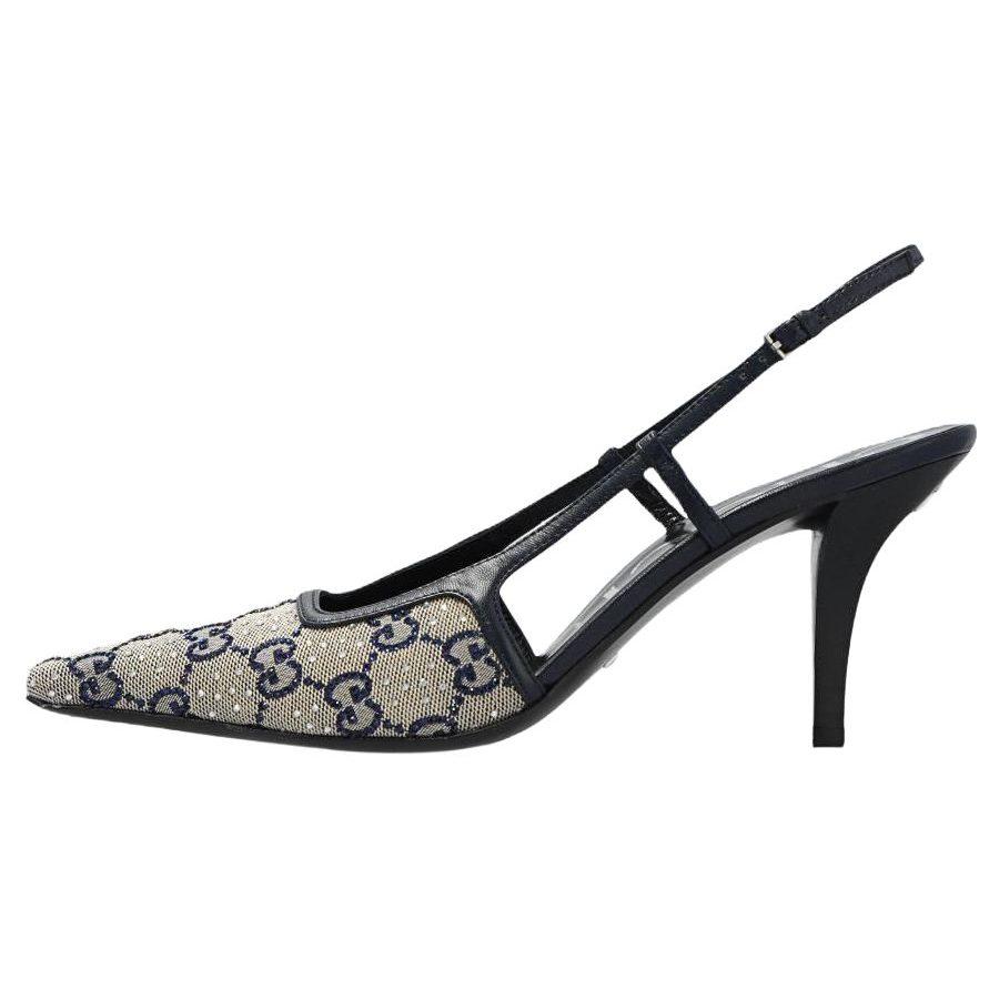 Gucci GG Supreme 75mm Slingback Pumps 694878 9SF10 4061