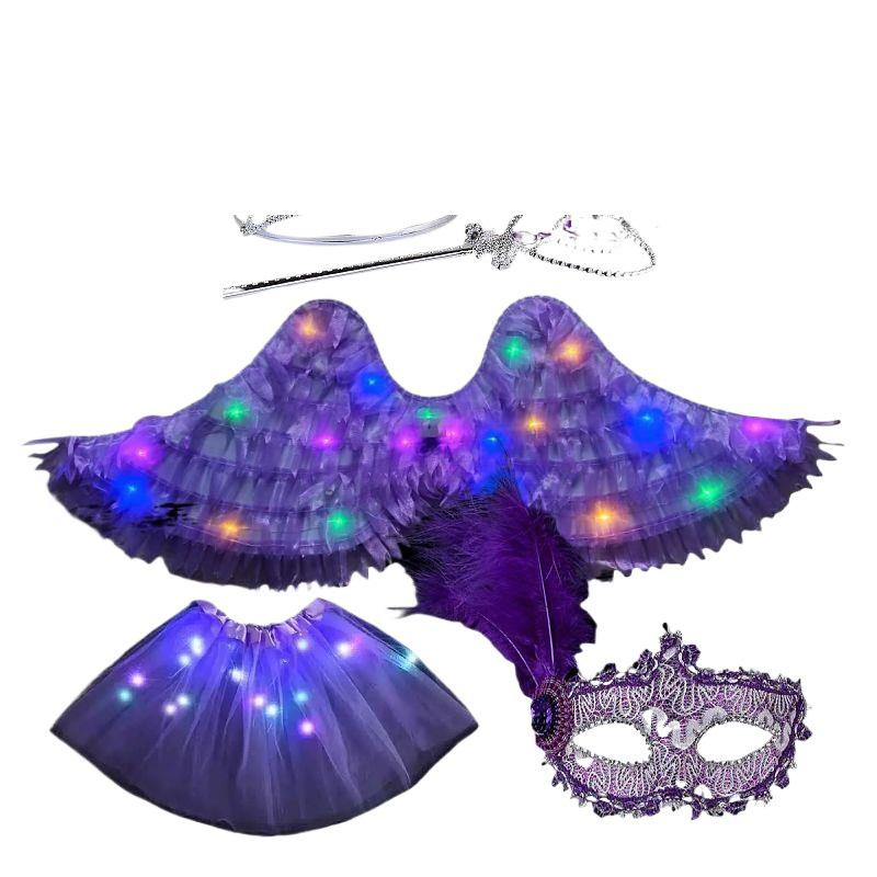 Little Girl's Angel Feather Wings Set – Christmas and New Year Costume Décor