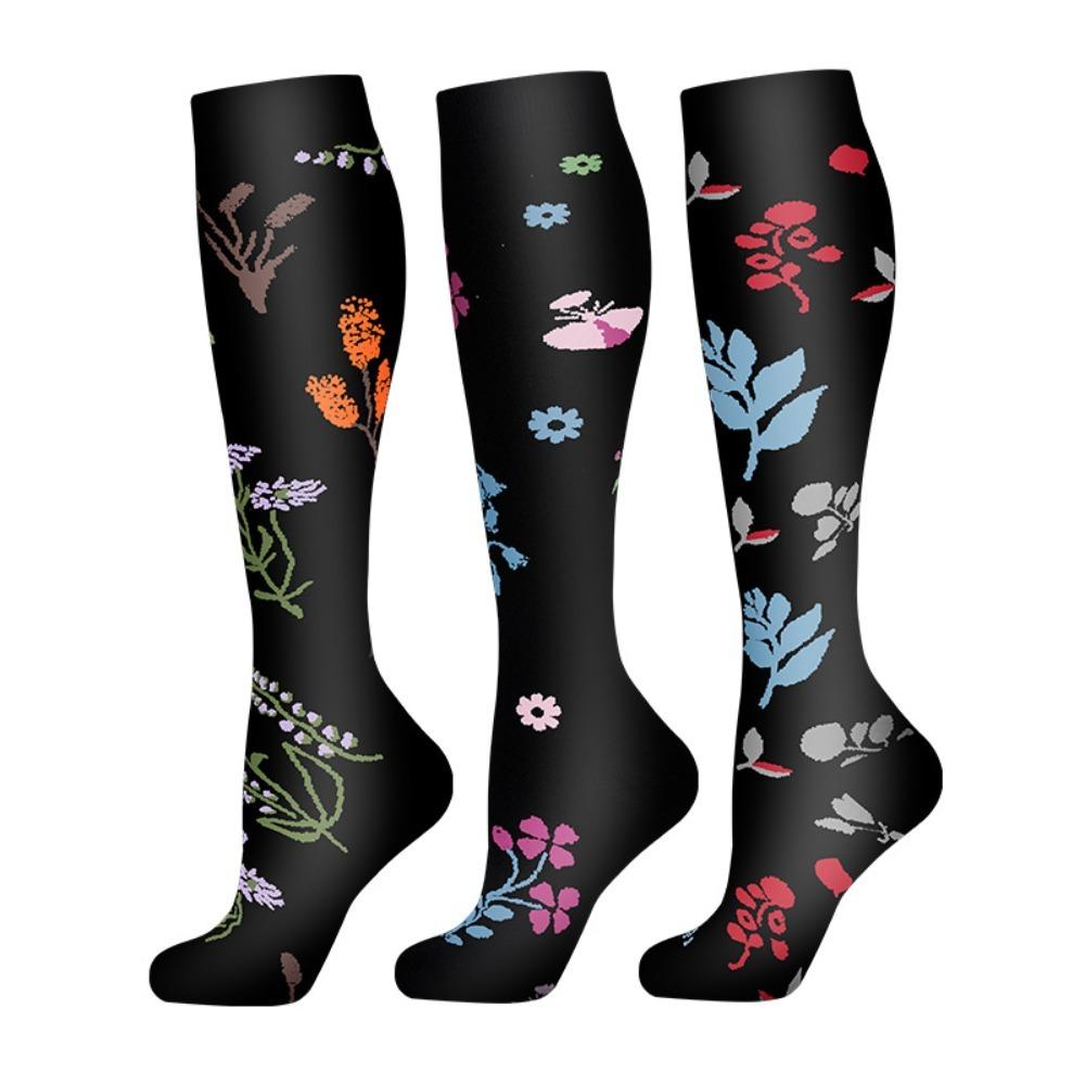 3 Pairs Breathable Compression Socks Soft Nurse Calf Pressure Leg Socks  for Outdoor Sports