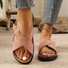 Retro Cross Band Flache Sandalen für Damen Schnallendekor Dicke Sohle Plateau-Slipper Frau 2025 Sommer Komfort Rutschfest Strandschuhe