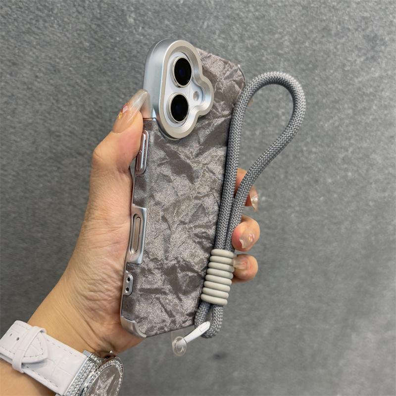 Luxury Ins Velvet Fashion Case For iPhone 16 Plus 15 14 13 12 Pro Max 11 Shockproof Silk Flannel Partern Cloth Hand Strap Cover