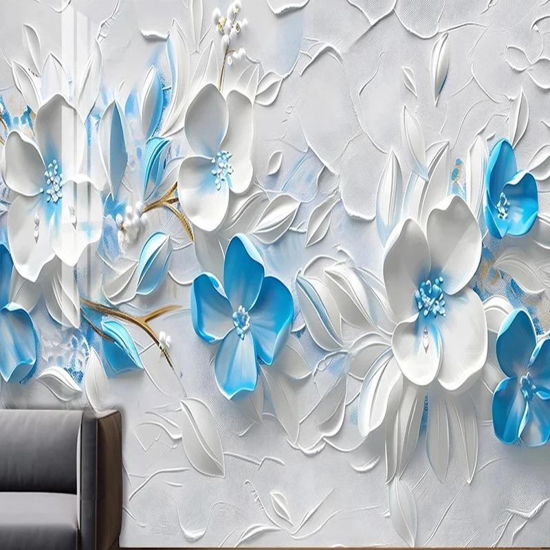 3d Embossed Flower Mural Modern Minimalist Wall Mural Living Room Tv Sofa Bedroom Background Wallpaper Home Decor