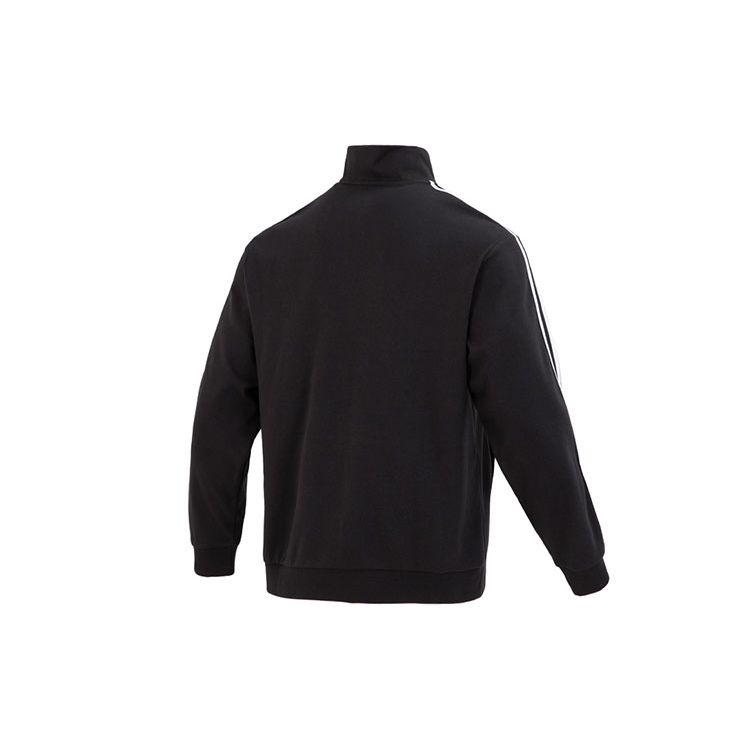 Adidas Essential Sweat Stripe Print Casual Half-Zip Sweatshirt Men Tops Black IK5431
