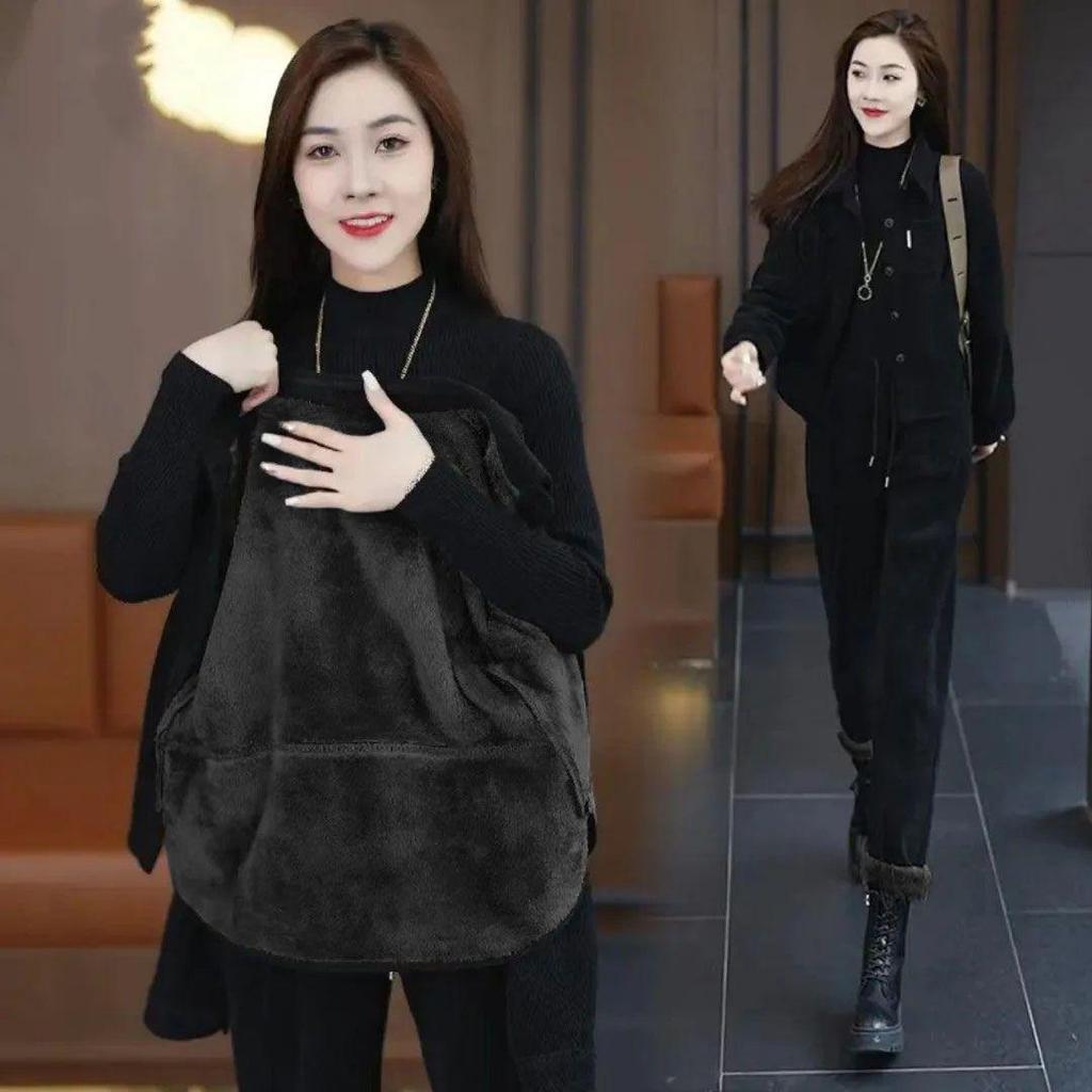 Petite Women's Stylish Autumn/Winter Two-Piece Plus Size Outfit
