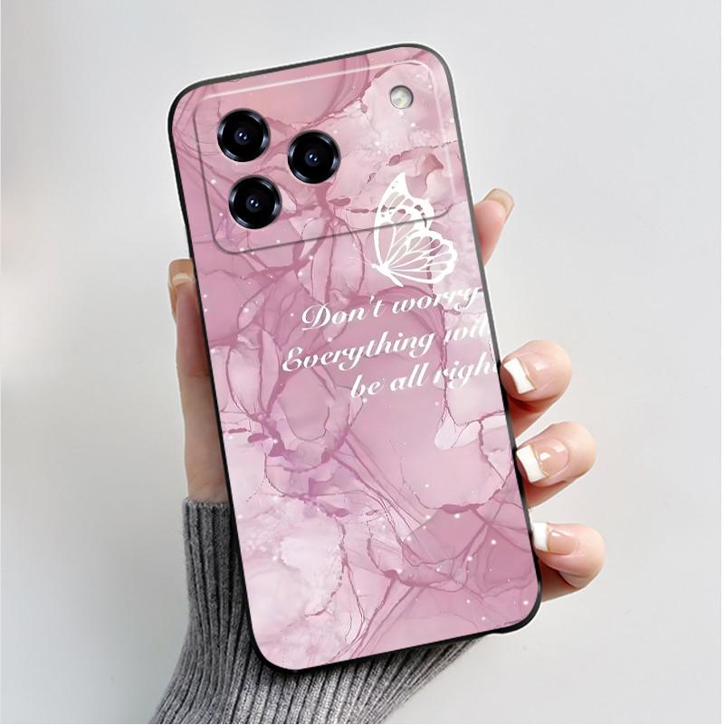Printing Pattern Case For ZTE Blade A76 4G Z2474 Soft Silicone Black Shell Cover Cute Flower Cartoon Casing