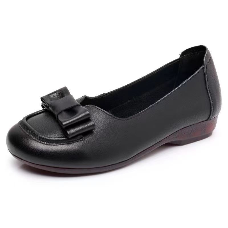 2026 Spring/Summer New Large Shallow Cowhide Soft Flat Women's Shoes