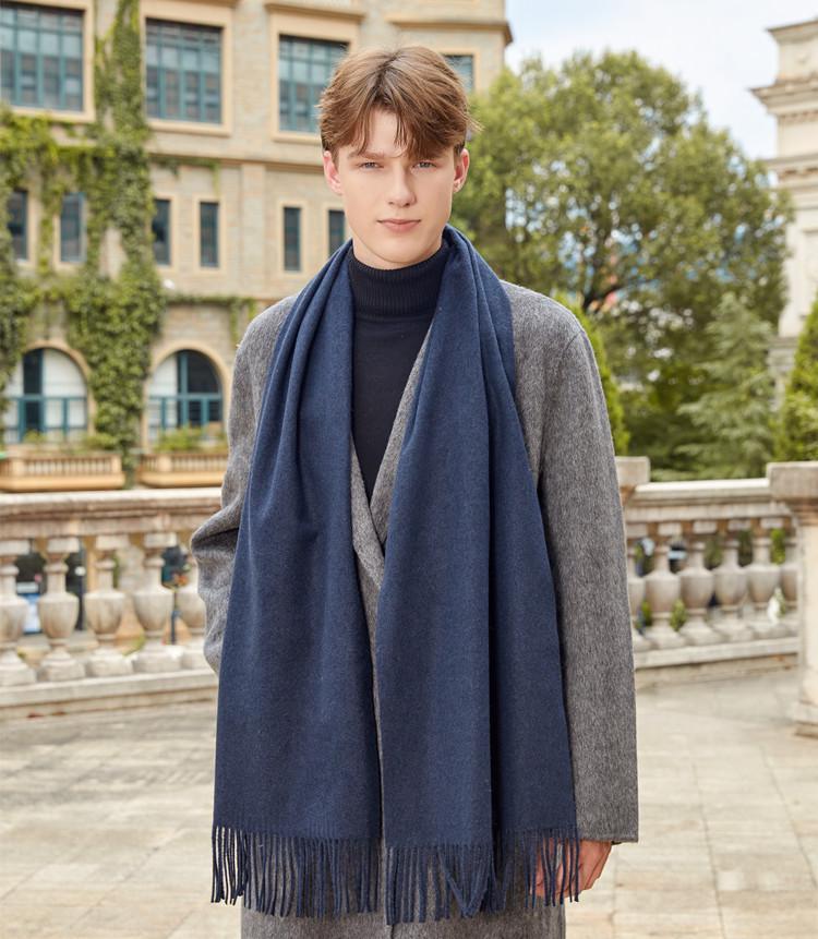 Men's and Women's High-End Wool Cashmere Scarf - Korean Style Solid Gray, Versatile Winter Accessory