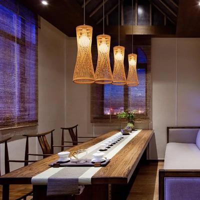 Japanischer Bambus-Kronleuchter im chinesischen Stil, Rattan-gewebte Hängeleuchte, Deckenlampe für Zuhause, Café, Bar, Dekoration, Restaurantbeleuchtung