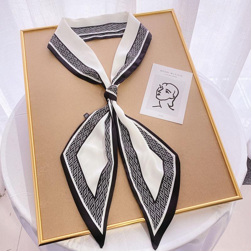 Luxury Long Silk Scarf Bag Tie Lady Neck Skinny Scarves Hairband Foulard Horse Print Brand Women Neckerchief Ribbon