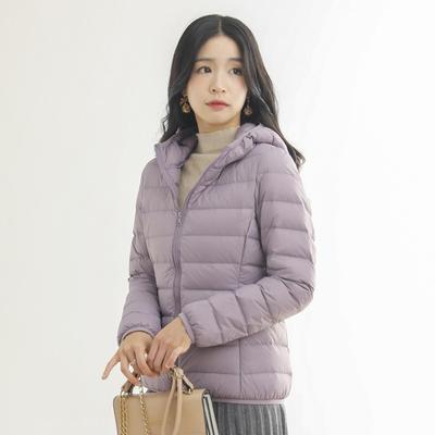 Rourou Women's Hooded Lightweight Down Jacket - New Mushroom Series, Short Style, 90% White Duck Down, Perfect for Autumn and Winter.