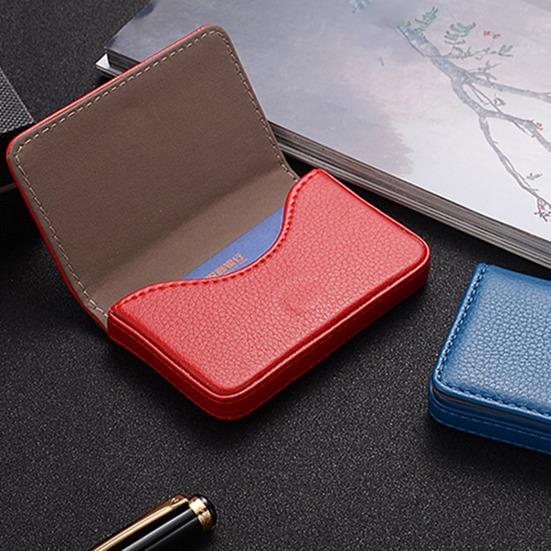 Faux Leather Business Card Holder with Magnetic Closure Slim Compact Size Portable Business Card Carrier Name Card Organizer