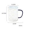 450ML Colour Glass mug Water cup Printing Starry Sky Coffee Mug with spoon lid Breakfast Milk Cup Children's Gift