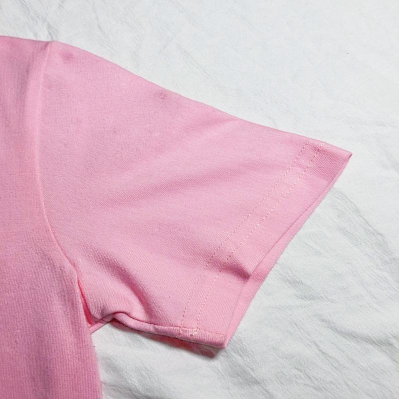 European sizes Girl's Round Neck T-Shirt with Fresh Pink Floral Pattern, Comfortable Casual Style, an Excellent Choice for a Natural Look