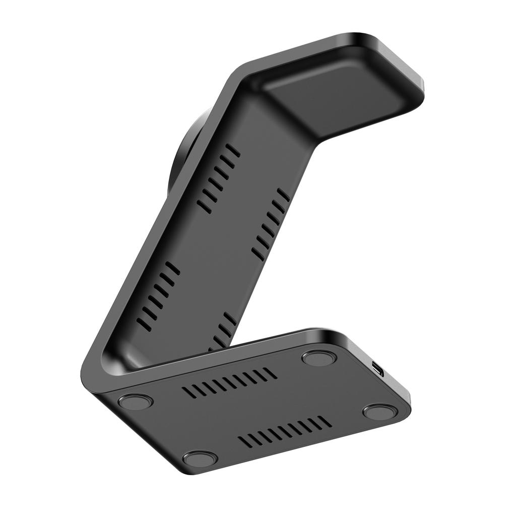 HT-546 15W Magnetic Wireless Charger Desktop Stand with Night Light for Phone/Earbuds/Watch