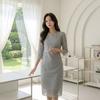Style Latte H Line Midi Dress Formal Dress