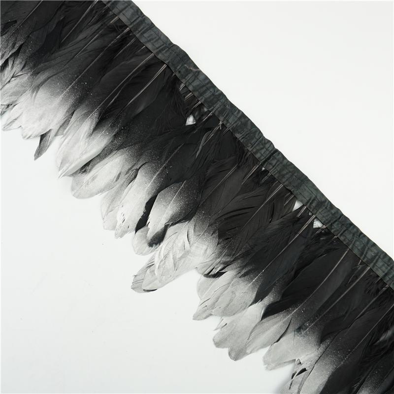 2Meter Gold Silver Goose Feathers Trim On Tape Fringe Ribbon Geese Feather for Crafts Golden Needlework Accessories Decoration