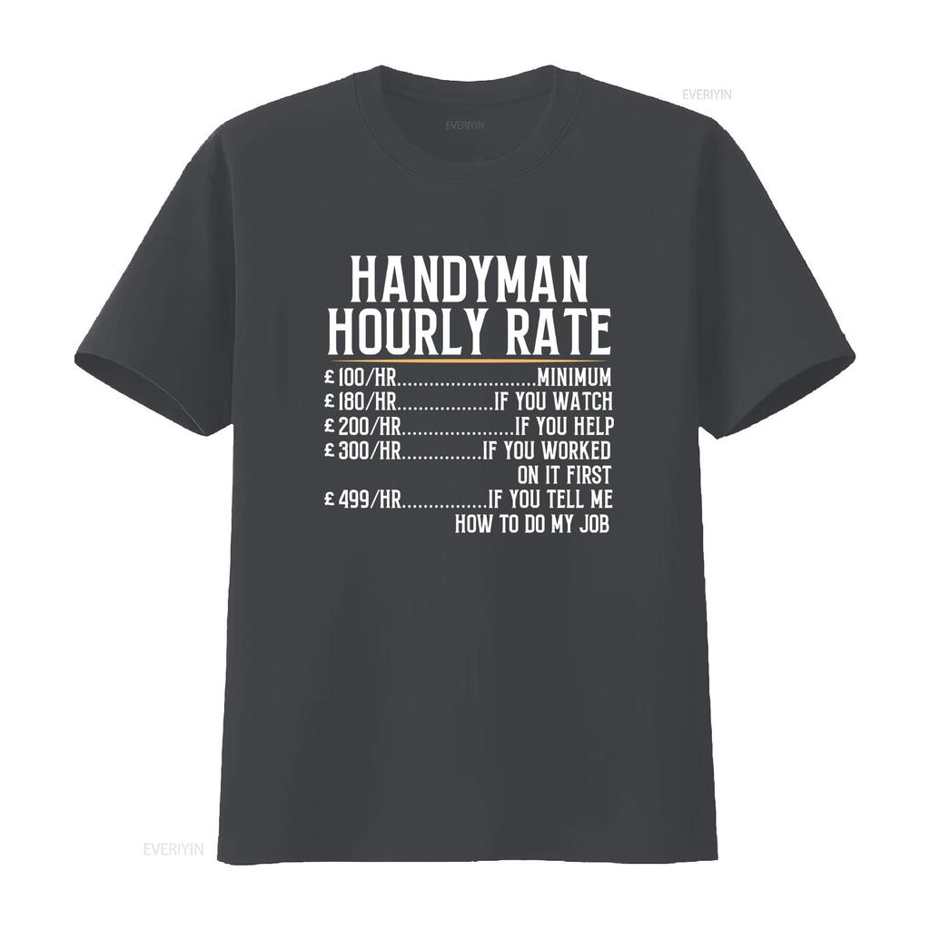 Handyman Hourly Rate Builder Electrician Plumber Gas Carpenter Plasterer T Shirt vintage Washed Top For Everyday Wear Casual
