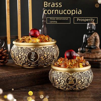 Grande Salvadanaio Cornucopia Retro in Ottone - Ornamento da Scrivania Ufficio e Regalo