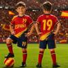 2026 Estate Spagna Maglia da Calcio Giovanile per Ragazzi Ragazze Maglia da Calcio per Sport da Spiaggia T-Shirt Pantaloncini Set Due Pezzi