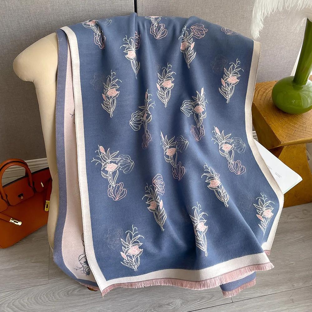 180*65 Thick Warm Winter Scarf Design Print Women Cashmere Pashmina Shawl Lady Wrap Scarves Knitted Men Foulard Blanket
