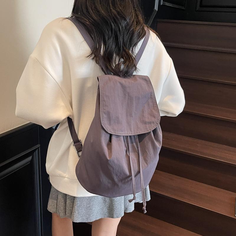 Solid Color Backpack Women's Commuter Bag Student Schoolbag Outdoor Backpack