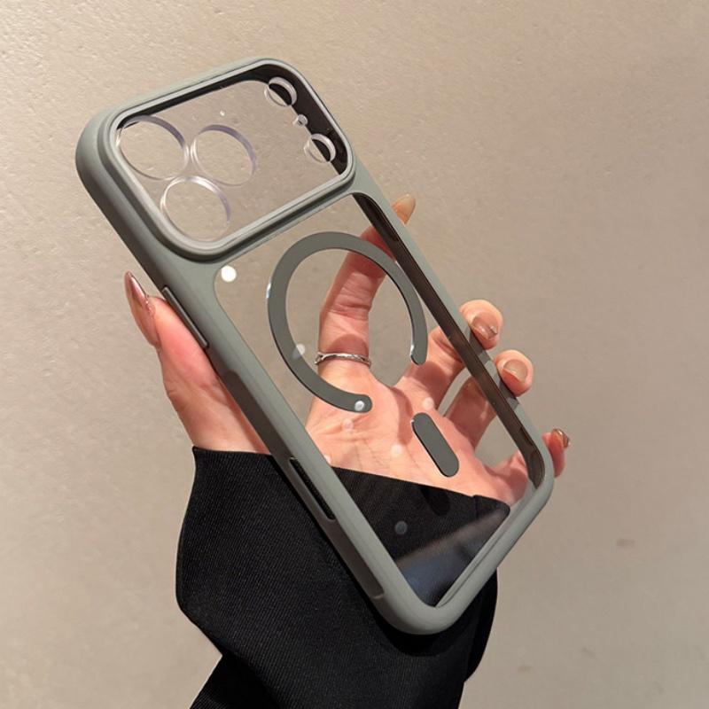 Transparent Defender For Magsafe Case for iPhone 17 16 15 14 13 Pro Max Camera AI Touch Control Wireless Charging Acrylic Cover