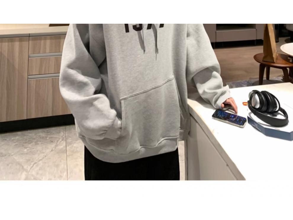 1977 American Fashion Übergroßes Herren-Kapuzensweatshirt - Schweres Design, Frühling/Herbst, Unisex