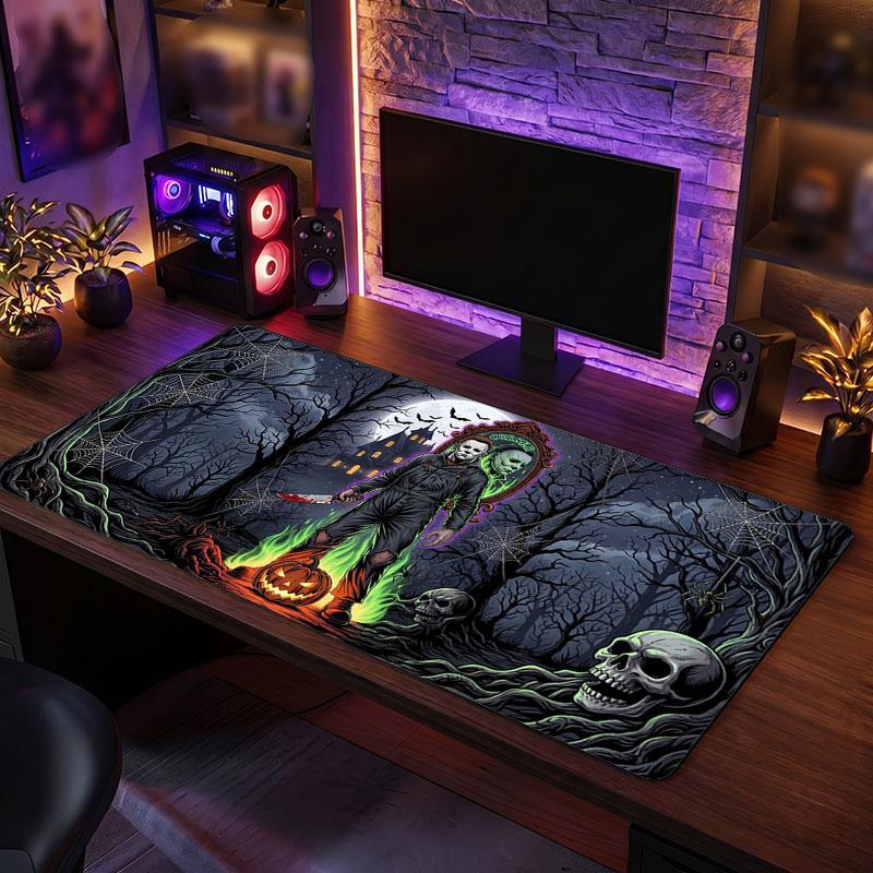 Big Mouse PadHalloween Michael Myers Extended Soft Desk Mat Gaming Office Computer Table Decor Mat