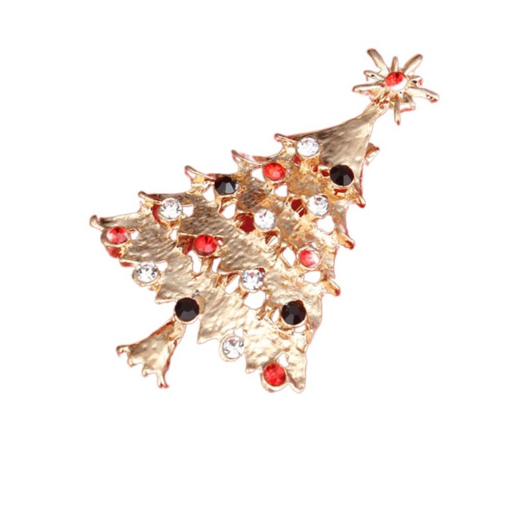 Korean Style Christmas Brooch Badge Christmas Tree Brooch Daily Enamel Rhinestone Brooches  Daily