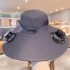 Large Size Quick Dry Bucket Hat With Solar Powered Fan Usb Charging Sun Hat For Men Outdoor Hiking Camping Fishing Cooling Wear