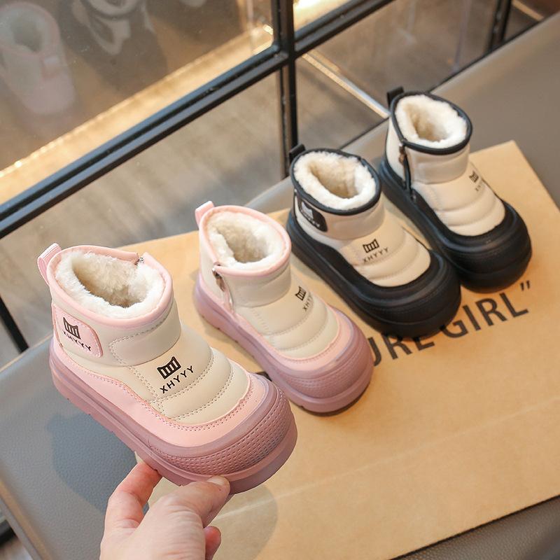Children's Snow Boots 2025 Winter Cold-proof Boys' Thickened Velvet Shoes Girls' Short Boots Bread Shoes Baby Cotton Shoes