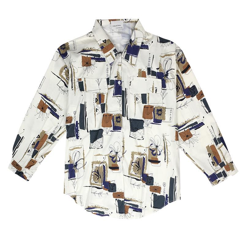 Hong Kong-Style Floral Chiffon Shirt for Women - Long Sleeve, Loose Fit, Versatile Outerwear for Spring and Autumn