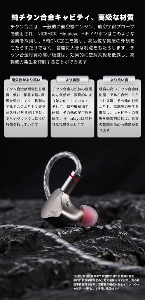 NICEHCK Himalaya In-Ear Earphones, 1DD, 10mm Dynamic Driver, Re-cableable, Pure Titanium Alloy Housing, 2.5mm, 3.5mm, 4.4mm Interchangeable Plugs,