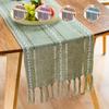 Zöld Bohém Asztali Futó Rusztikus Lakásdekoráció Asztali Futó Rusztikus Zongoraporvédő puha Kézzel készített Bojtos Étkező Konyha Kávé Parti Dresse