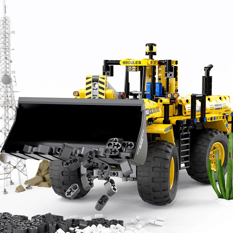Non-Toxic Rc Engineering Vehicle Building Blocks Bulldozer Earthmoving Vehicle City Engineering Car Model Technology Bricks Kids Toys Gift