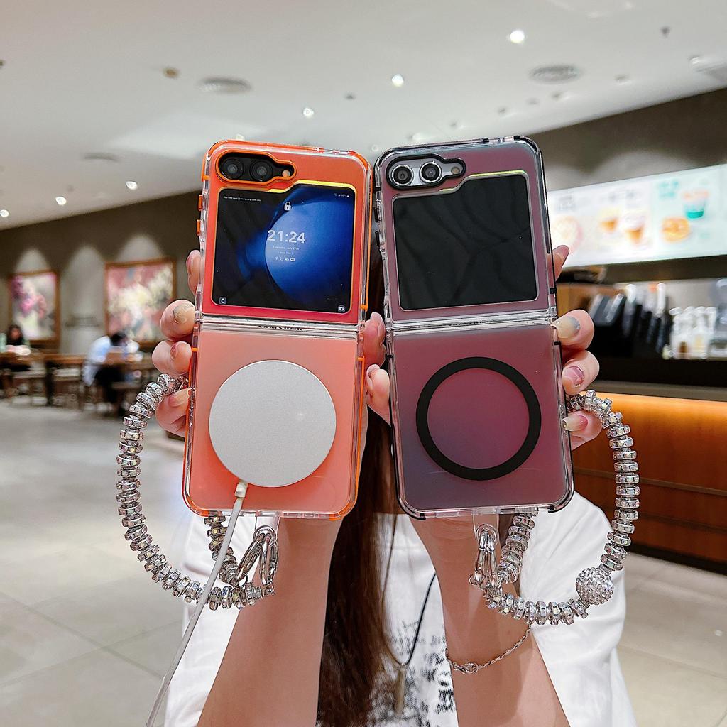 Samsung Z Flip 7 Chameleon Magnetic Case with Diamond Lanyard