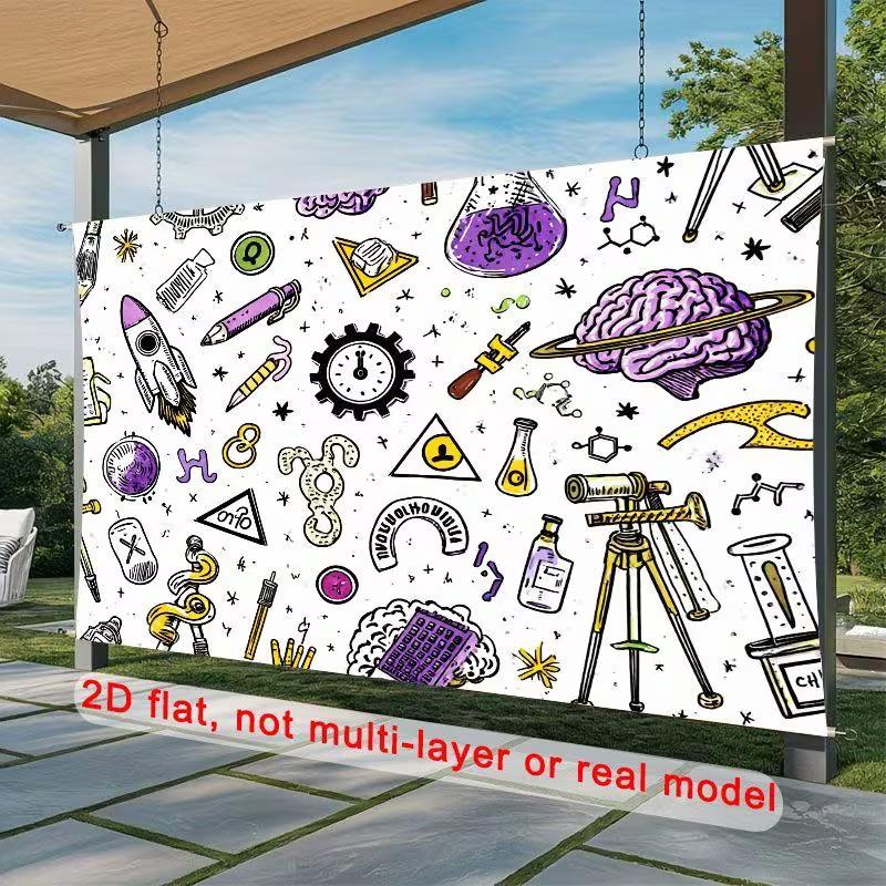 Science Lab Doodle Backdrop, STEM Classroom Photography Background